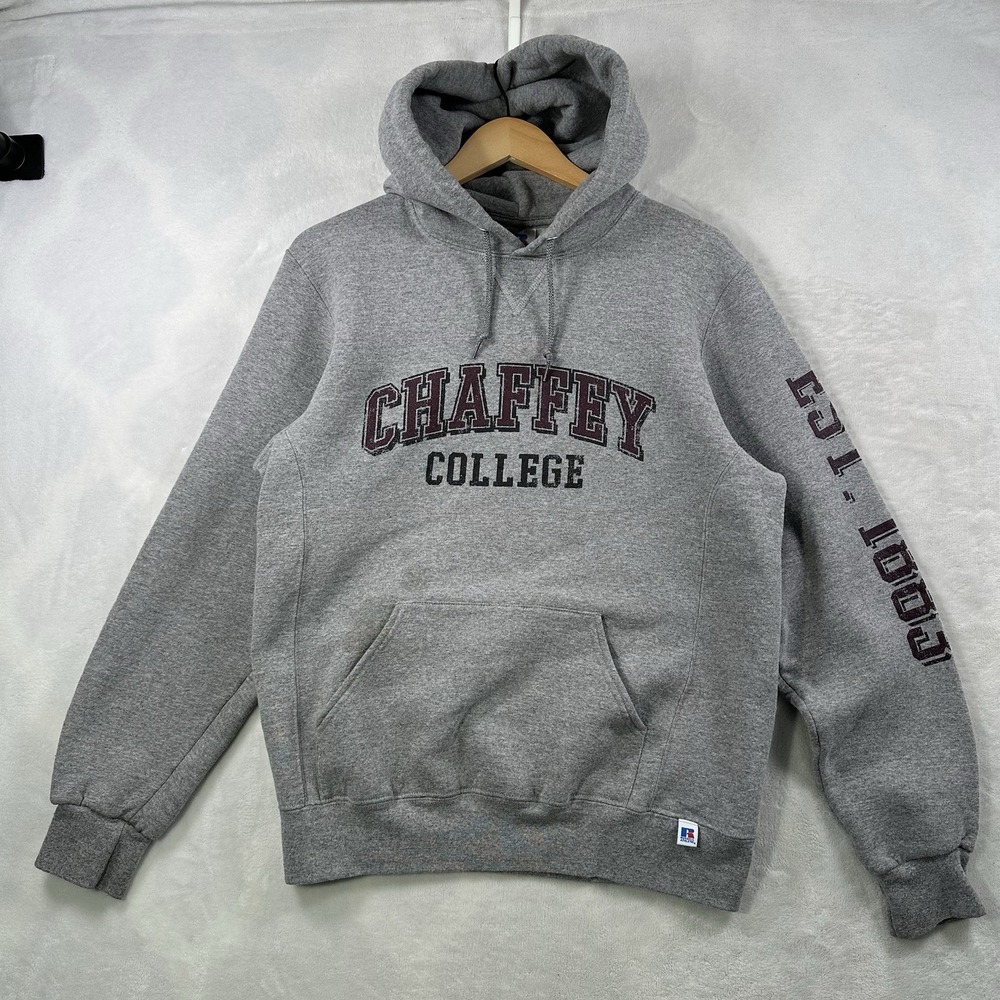 Y2K Russell Athletic Chaffey College Gray Hoodie Size Medium